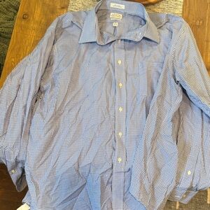 Men's Blue and White Checkered Button-Down Shirt